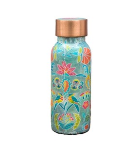 Decorative Floral Print Pure <b>Copper</b> Water Bottle Ethnic Metal Drinking Bottle Glossy Finished Drink Vessel For Home Office Gift - Product Image 5