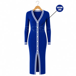 Ensemble tricoté Cosh International Sorority Sisterhood : Cardigan à col en V et manches longues, et Robe longue sexy sans manches pour club - Product Image 5