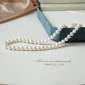 Collier de perles d'eau douce transparentes brillantes de 7 à 10 mm pour maman, en argent S925, cadeau pour la fête des mères avec boîte de livraison - Product Image 3