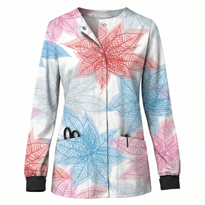 Chaqueta de Trabajo Personalizada para Esteticistas y Enfermeras, Fabricada por OEM, con Estampado Personalizado, Mangas Largas, Cierre de Botones a Presión, Bolsillos con Parches, Chaquetas de Trabajo al por Mayor - Product Image 4