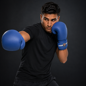 Guantes de Boxeo Azules Portátiles Profesionales Dumela International, Cuero Genuino, Personalizables, Alta Calidad, Entrenamiento Vertical - Product Image 3