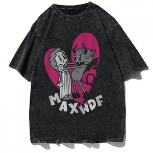T-shirt graphique pour homme en coton 100% de haute qualité, coupe oversize, délavé, style streetwear, effet délavé à l'acide et délavé par le soleil, imprimé DTG - Product Image 2