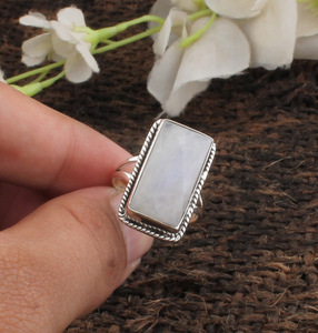 925 Sterling <b>Silver</b> Bezel Setting Gemstone Wedding <b>Ring</b> Rainbow Handmade Classic Boho Dainty <b>Solitaire</b> Certified Jaipur Unisex - Product Image 2