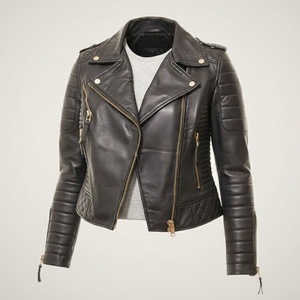 Chaqueta de Cuero Genuino para Mujer, Corte Entallado, Estilo Motero, Abrigo de Moda, Calidad Premium, Ropa de Invierno para Damas, Chaquetas Elegantes - Product Image 1
