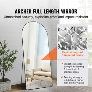Specchio da terra grande in alluminio fatto a mano, 71FT X 32FT, autoportante, ad arco, da appoggiare e da appendere a parete - Product Image 2