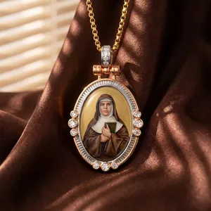 Custom Religious Photo Pendant Personalized Memorial Pendant Diamond Accent Faith Pendant Luxury Fine Jewelry Gift - Product Image 4