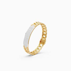 Un robusto brazalete para hombre con diamantes cultivados en laboratorio de 1.94 quilates en oro amarillo, blanco y rosa de 9 quilates. - Product Image 3