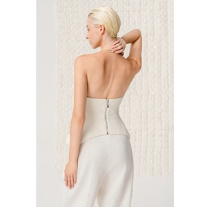 ODM <b>Support</b> Trouser For Women ELEGANT DOUBLE PLEAT <b>PANTS</b> Premium Linen Private Label <b>Pants</b> Women's Wide Leg Trousers - Product Image 5