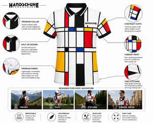 Men's Geometric Print <b>Polo</b> <b>Shirt</b> Short Sleeve Zipper Closure Breathable 100% Polyester Casual Golf Wear White <b>Red</b> Yellow Blue - Product Image 5
