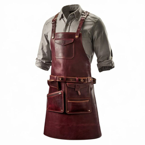 Crazy Horse Leather Sleeveless Bib <b>Apron</b> for Men with Pockets Reusable Classic Design Daily Use Baking Mats Wholesale - Product Image 1