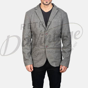 Blazer en Laine Grise Premium pour Homme – Coupe Slim, Décontracté et Habillé, Léger, Doux et Chaud - Product Image 3