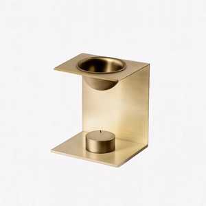 Luxury Brushed Gold Metal Essential Oil Burner Elegant C-Shape Wax Melt Warmer Tealight <b>Candle</b> Holder Skies Trader 2026 Trending - Product Image 1
