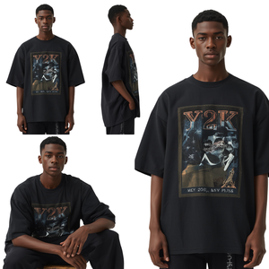 Men Baggy Oversized T Shirt Aesthetic Graphic Print Cotton Streetwear Style Short Sleeve - Product Image 4