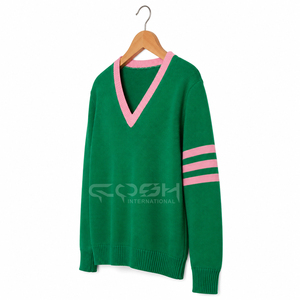 Cosh International – Nouveaux Cardigans Unisexe Tricotés à Col en V Grande Taille avec Broderie, Bordure Rose, Manches Longues – Design Tendance - Product Image 3