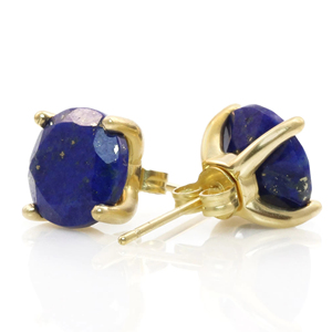 Pendientes de Plata de Ley S925 con Baño de Oro de 18K y Piedra de Lapislázuli Azul, Engaste de Garra, Joyería Fina para Mujer - Product Image 1
