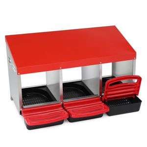 Nido per Galline Ovaiole in Plastica Rossa a 3 Scomparti per Uso Agricolo - Product Image 4