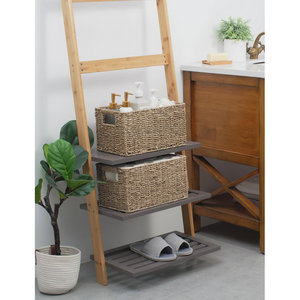 Handwoven Natural Seagrass Storage <b>Baskets</b> with Handles Water Hyacinth Organizers <b>for</b> <b>Shelf</b> Management (Medium 2-Pack) - Product Image 3