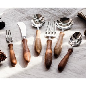 Rustic Wooden Handle <b>Flatware</b> Set Premium Stainless Steel Cutlery Eco Friendly Dinnerware Set For Home Restaurant Cutlery Set - Product Image 4