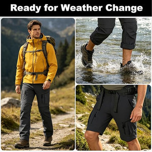 Pantalones de Trekking para Exteriores, Estilo Casual Convertible, Cómodos, 100% Poliéster, Secado Rápido, con Cierre en las Piernas, Múltiples Bolsillos Inteligentes - Product Image 4