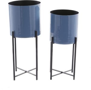 Jardinière en métal artisanale pour la décoration de la maison, ensemble de 2 pots à plantes sur pied de forme arrondie pour la décoration de la maison et du patio - Product Image 3