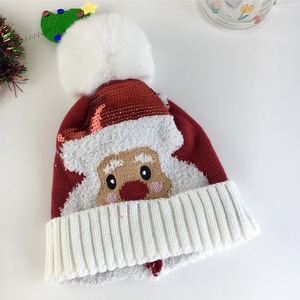 Red Jacquard Character Beanie with Sequin Detail and White Pom Pom - Product Image 5