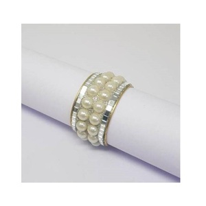 Anneaux de serviette de luxe modernes en mosaïque scintillante, motif or et argent, pour la décoration de table de mariages et banquets. - Product Image 3
