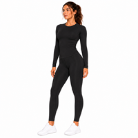 Ensemble de sport côtelé léger de haute qualité pour femme – Legging de yoga couleur unie et T-shirt de course confortable à compression frontale pour la gym
