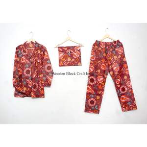 Conjunto de Pijama de Algodón con Estampado Floral, Cómodo y Transpirable, de Dos Piezas, con Cintura Elástica, para Vacaciones y Uso Diario - Product Image 6