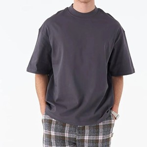 Camiseta Casual de Manga Corta para Hombre, Cuello Redondo, Color Gris Oscuro, Talla Grande, Tejido de Punto, Algodón - Product Image 1