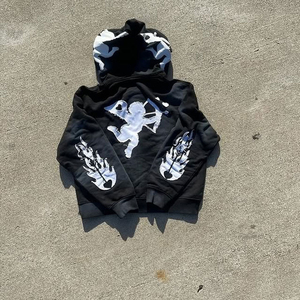 Conjunto Deportivo Personalizado con Bordado, Talla Grande, Lavado Ácido, Cierre de Cremallera, Estilo Desgastado, Sudadera con Capucha de Felpa Francesa de 500 Gsm, Pantalones Deportivos Acampanados - Product Image 5