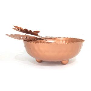 Cuenco Decorativo de Cobre Martillado con Diseño Floral de Hojas, Centro de Mesa Multiusos para Frutos Secos y Aperitivos - Product Image 2