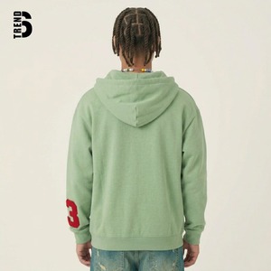 เสื้อฮู้ดซิป Y2K แบบหนาพิเศษสำหรับผู้ชาย ตกแต่งด้วยผ้าเชนิลล์ แอพพลิเค่ แพทช์ สไตล์สตรีทแวร์ สีเขียวเซจ ทรงหลวม ผ้าฝ้ายเฟรนช์เทอร์รี่ 100% - Product Image 3