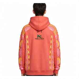 Sudadera con Capucha Unisex NEXTEX Retro Sunset, Color Rosa Coral, Felpa de Algodón Suave, Cálida, con Estampado Gráfico - Product Image 2