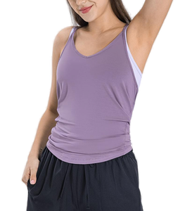 Camiseta Deportiva sin Mangas para Mujer, Color Morado Sólido, Transpirable, para Yoga, Fitness y Gimnasio, con Tirantes - Product Image 3