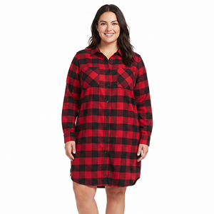 Camisa Larga de Franela 100% Algodón para Mujer, Vestido Largo a Cuadros con Bolsillo en el Pecho, Ropa de Dormir para Mujer, Camisa Larga de Franela - Product Image 5