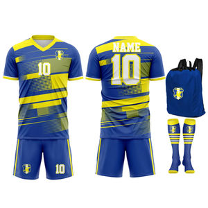 Custom Design Sublimation Printed Soccer Uniform Set 100% Polyester Breathable Fabric Included Top Socks Bags Front Quick-Dry - Product Image 1