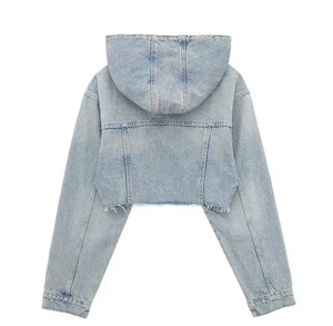 Chaquetas Vaqueras Cortas de Manga Larga de Alta Calidad con Capucha, Chaquetas Vaqueras de Moda Urbana para Mujer, Alta Calidad - Product Image 6