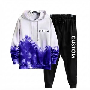 Trendiness Blue Tracksuit Wholesale Custom Logo Sportswear Manufacturer Winter Warm Fleece Pullover Hoodie And Joggers Set - Product Image 1