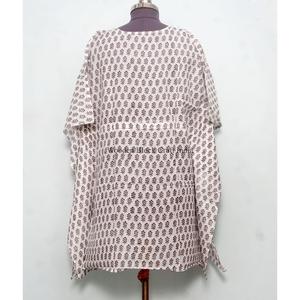 Vestido Mini Kaftan de Algodón Floral Hecho a Mano para Mujer, Estampado Digital, Ecológico, Cintura Natural, Primavera Verano, para la Playa - Product Image 4