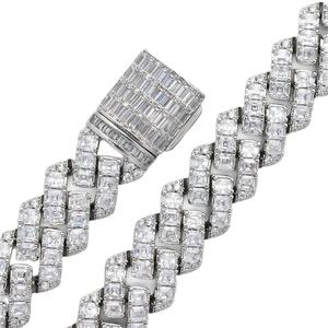 Asscher Cut Moissanite Diamond 925 Sterling Silver Full Ice Out Hip Hop Style Rappeur Chaîne à maillons cubains au prix de gros d'usine - Product Image 1