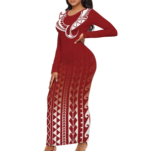 Vestido de Fiesta Sexy Ajustado con Estampado Floral Hawaiano y Diseño Tribal Samoano Puletasi para Mujer, Venta al por Mayor, Colección Polynesian 2026 - Product Image 2
