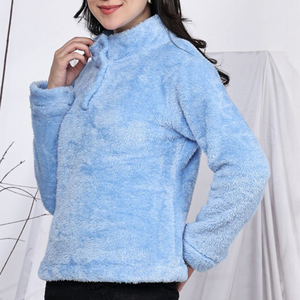 Abrigo de Mujer con Capucha de Piel Sintética Sherpa, Transpirable, Cálido, de Felpa, Informal, con Cierre y Cuello con Cremallera, para la Nieve, Cómodo, con Tela Personalizable - Product Image 5