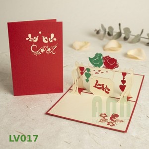 ANN HANDICRAFT Handmade 3D Love Bird Pop-Up Wedding Invitation Card with Die-Cut Custom Printed Design Hanoi Paper Craft - Product Image 5