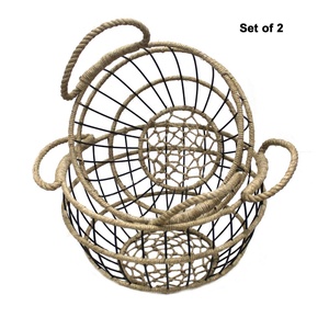 Eco-Friendly Vintage Iron Wire <b>Basket</b> with Rope Handle <b>Bread</b> & Vegetable Storage Kitchen <b>Basket</b> - Product Image 3