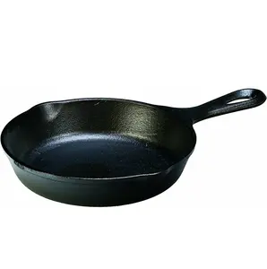 Sartén de hierro fundido de metal de 6 pulgadas Mango de lágrima Uso en el horno en la estufa en la parrilla o sobre una fogata Negro
