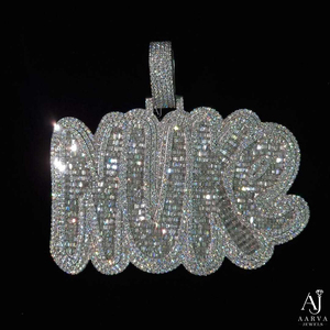 Pendentif Breloque Personnalisé Lettre Script Moissanite Taille Brillant Plaqué Rhodium/Or/Or Rose Argent 925 Style Hip Hop Unisexe - Product Image 5