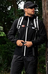 Softshell <b>jacket</b> <b>Men's</b> <b>jacket</b> Retro-Active Series: <b>Men</b>’s Charcoal Grey High-Mobility Training Shorts with Crimson Side-Panel Ac - Product Image 3