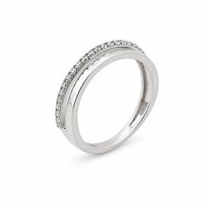 Bague double en argent sterling 925 pour femme avec zircon cubique, minimaliste, empilable, élégante, finition polie, pour un usage quotidien - Product Image 2