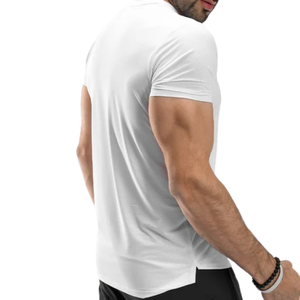 Camiseta Deportiva Blanca Personalizada para Hombre, Ligera, de Secado Rápido, Poliéster y Spandex, para Gimnasio, Entrenamiento, Deportes, OEM, Ropa Deportiva - Product Image 4
