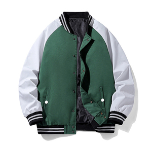 Veste de baseball unisexe, noir et blanc contrasté, manches longues, fermeture boutonnée, couleur unie, polyester, coupe classique, adultes, toutes saisons - Product Image 4